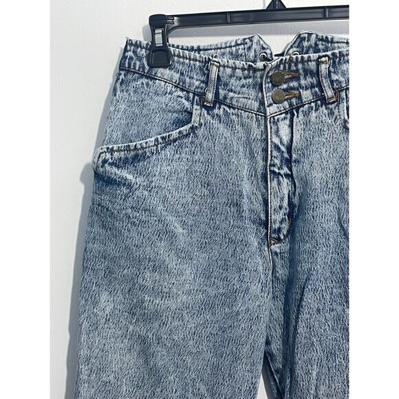 VTG 90s Acid Wash Lace Up Ankle Jeans Size 9/10 High Rise Tapered Leg Grunge - Picture 3 of 8